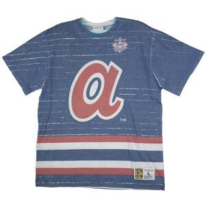 Atlanta Braves Mitchell & Ness MLB‎ L Large Shirt Jumbotron 3.0 Blue Red NWT